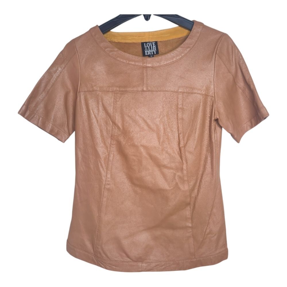 4 Love & Liberty Jonny Was Lamb Skin Leather Top Brown Tan Size 0